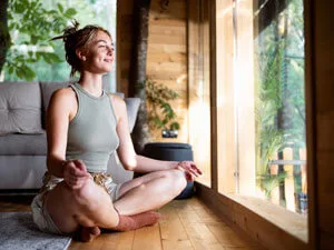 woman doing yoga
