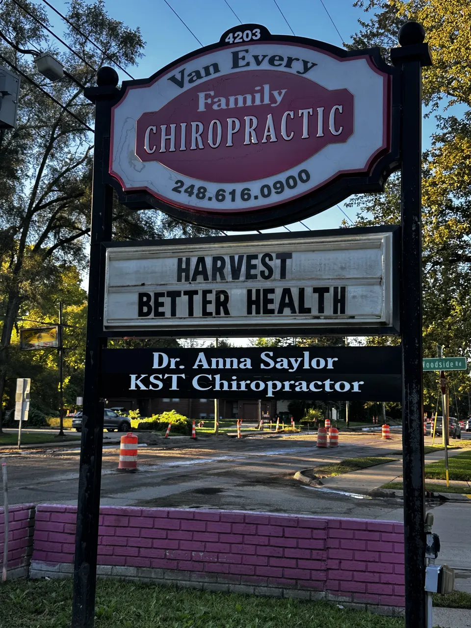 The Van Every Family Chiropractic sign outside our Royal Oak office