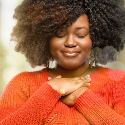Woman feeling calm and well balanced